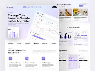Fintech Landing Page Design clean ui dashboard figma figma designer finance fintech fintech landing page fintech website gradient gradient ui graph chart minimal ui saas uiux uiux designer webapp website design