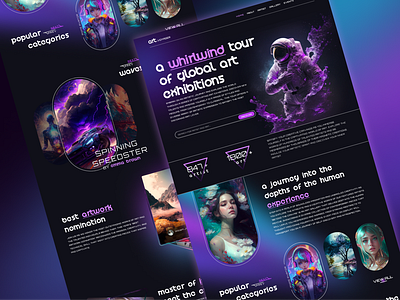 art.VOYAGER- Global Art Exhibition Landing Page 3d ai animation art branding chat gpt company design exhibitions gpt landing page midjourney nft ui ux website design