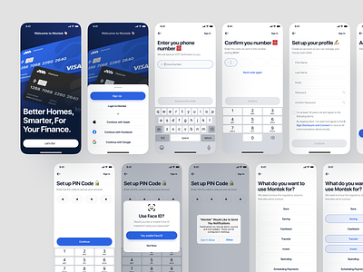 Montek - Sign In & Sign Up Screens app banking card concept confirm email forgot password money transfer onboarding onboarding screen one time password password registration sign in sign up signin signup spending start screen terms of service walkthrough walkthroughs