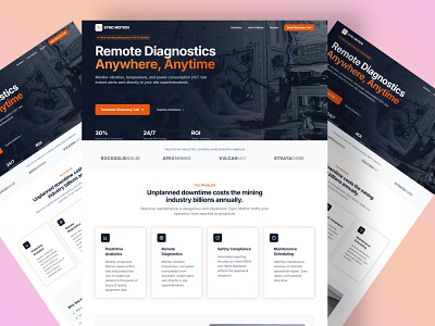 Sync Motion — Remote Diagnostics & Predictive Maintenance UI 3d admindashboard adminpanel animation branding darkui dashboarddesign design graphic design hero section illustration logo motion graphics react.js ui