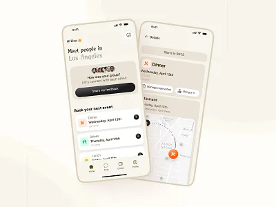 Social Event Booking App aplication design app design food app hero section landing page meet app mobile app design social app ui ui design web design website design