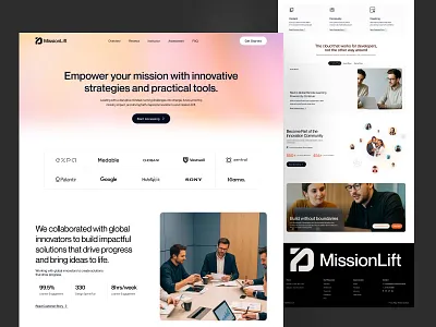 Missionlift — B2B Innovation & Strategy Agency Landing Page agency website b2b b2b agency consulting consulting agency website digital strategy growth innovation innovation consulting landing landing page learningplatform mission driven professional services seative strategy agency ui ux design web design website