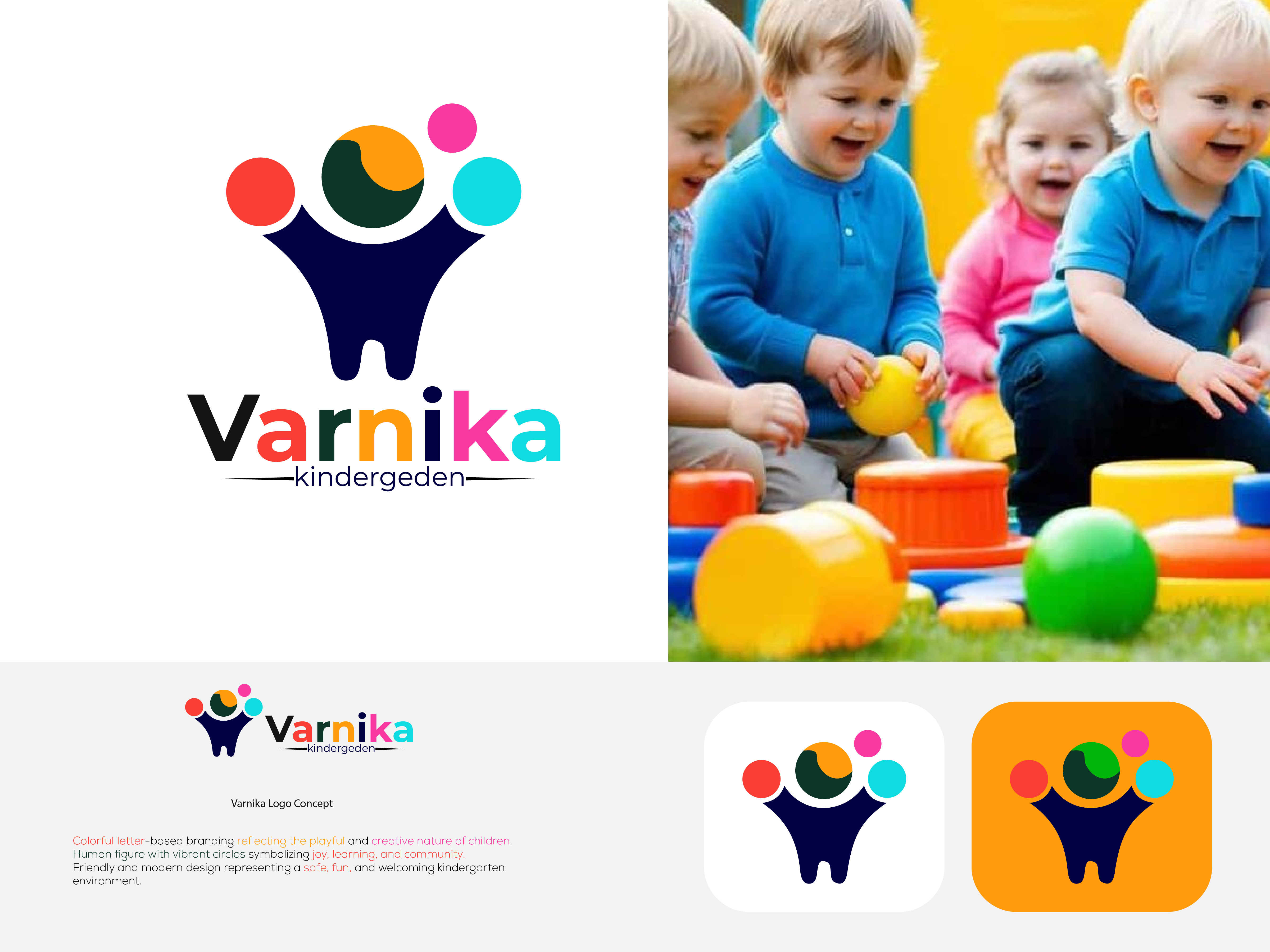 Varnika – Kindergarten Brand Logo. app branding design graphic design illustration logo typography vector