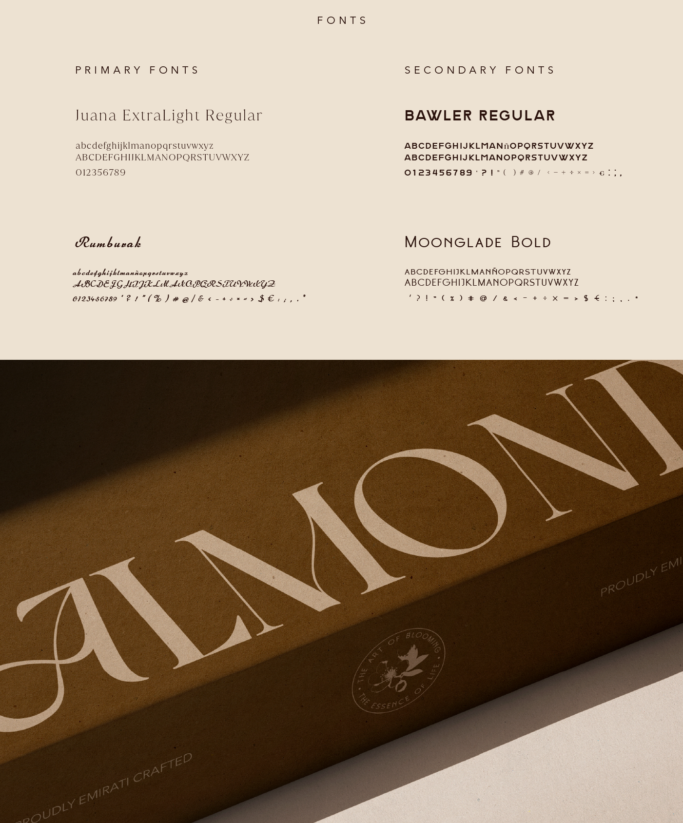 ALMOND — Font Selection & Typographic Direction art direction brand design brand identity brand typography branding creative direction editorial design feminine branding font selection graphic design luxury branding minimal design packaging design typography typography design visual identity visual language