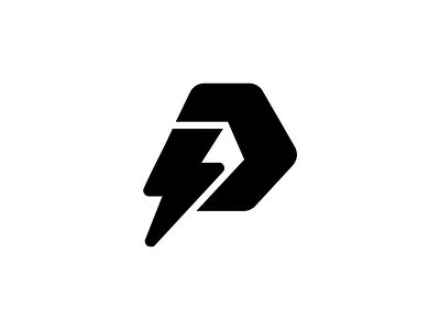p letter logo with thunderbolt symbol bolt logo branding illustration logo design minimal p letter logo p logo speed symbol thunderbolt