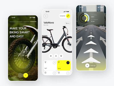 Smart Electric Bike App app design bicycle charging crm cycling app cyclist electric app ui electric bike electric bike app ev app lock mobile mobile app ride route smart bike smartbiking tracker ui wheels