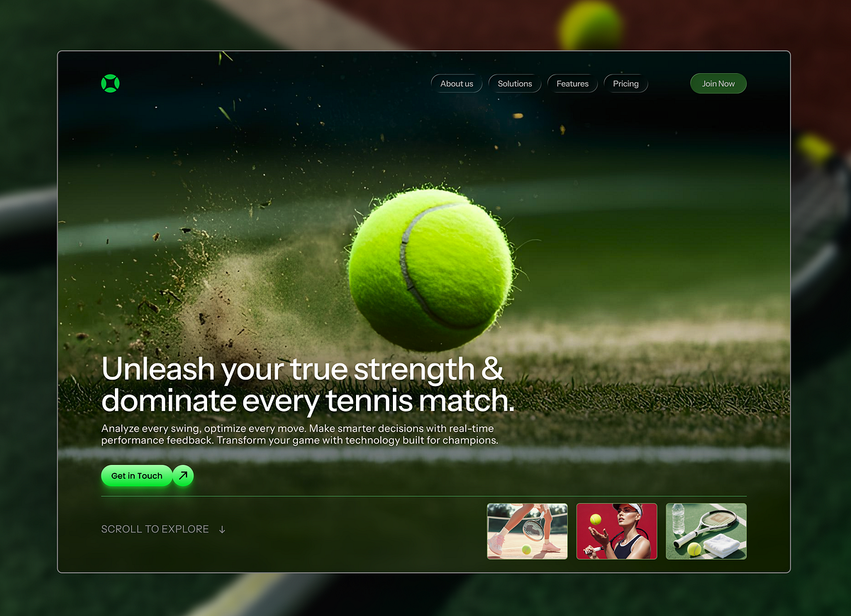Tennis Performance Platform – Hero Section Concept