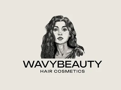 the girl in the engraving technique branding graphic design logo