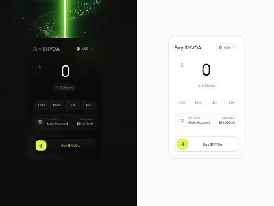 Tradex — Buy Stock Component buy flow dark mode finance app fintech ui interaction design light mode minimal ui product design reusable components trading component ui component ui design ux design