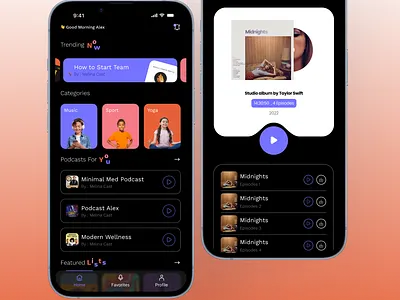 Podcast Show app branding dark darkmode design graphic design podcast ui uiux