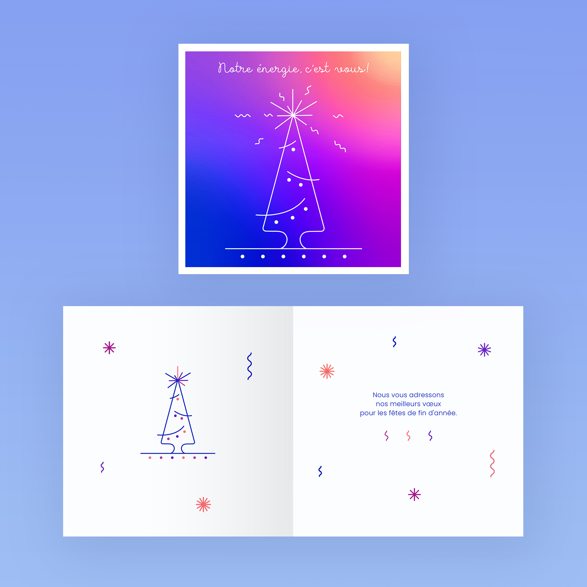 Christmas card adobe illustrator cartedenoel cartedenoël christmascards christmastrees cleandesign design energysource energysources geothermalenergy graphic design graphicdesigner graphicdesignportfolio heatingsolutions illustration print design renewableenergy simpledesign sourceenergy vector