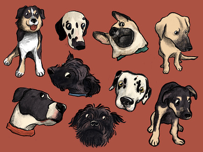 Office Dog Profile character cute digital dog illustration pet profile