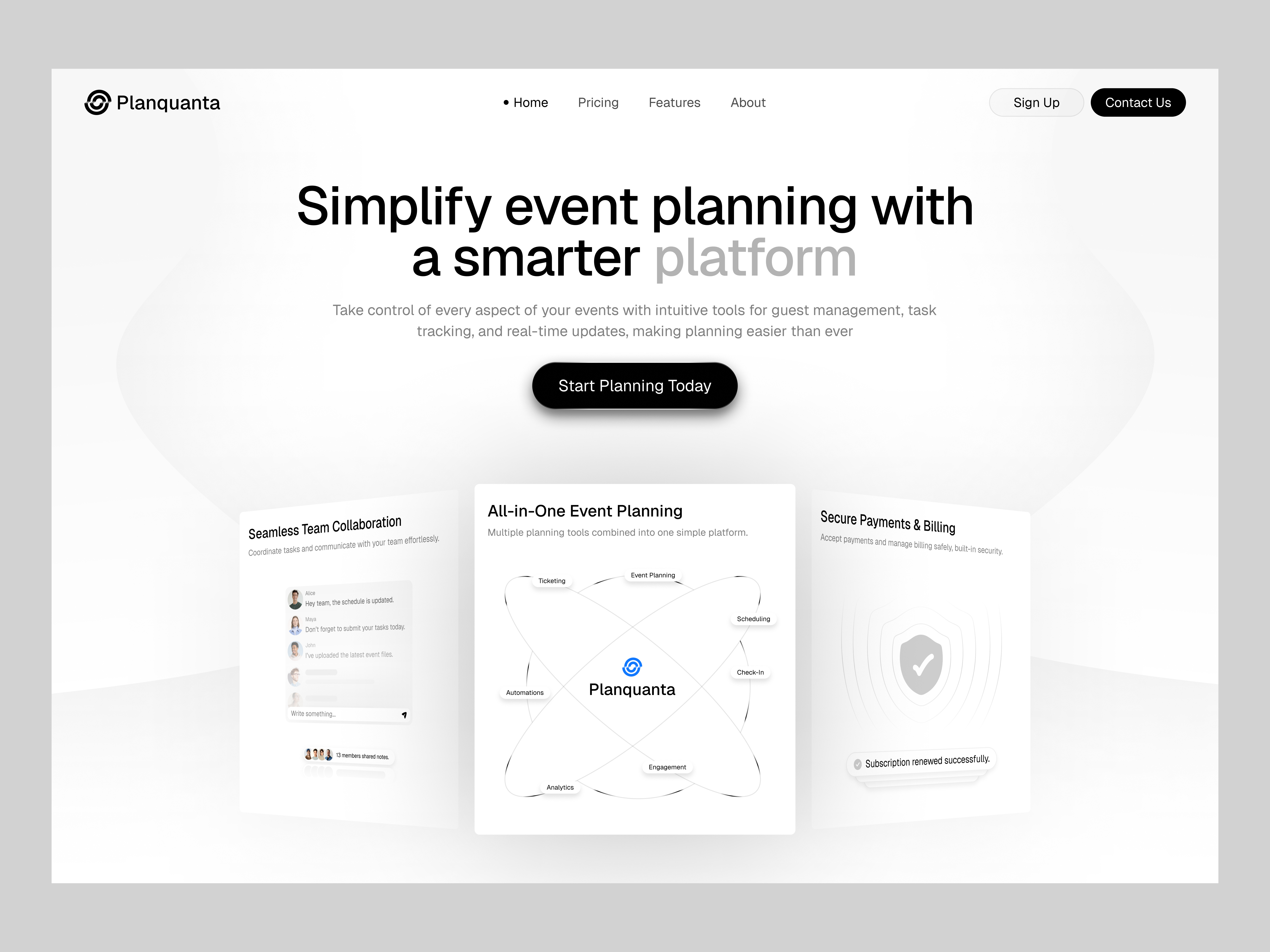 Event Management SaaS Landing Page | Hero Section design eventmanagement eventsoftware eventtech marketingwebsite planningplatform product productivitytools saasdesign startupdesign taskmanagement ui ui ux web website design