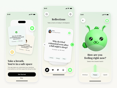 Mental Health Mobile App UI – Calm, Clean & Friendly app app design doctor health health app healthcare ios app medical medicine mental mental care mental health minimalism app mobile app mobile app design mobile design self care therapist wellness