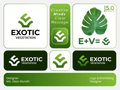 Exotic Vegetation Plant Logo Design brand brand identity branding creative logo ev letter logo forest logo garden logo graphic design leaf logo logo logo design logo mark minimalist logo modern logo nursery logo plant plant logo plant logo design tree logo ve logo
