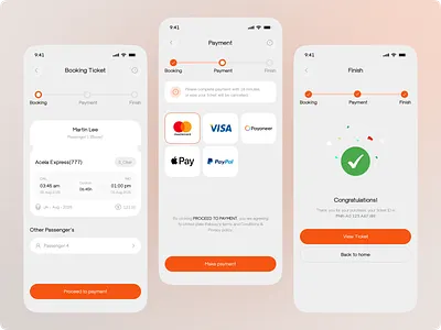 Railway Ticket Booking & Payment Flow android app design booking app checkout flow clean ui design fintech ui ios ios app minimal design mobile app mobile ui payment screen railway app ticket booking transport app travel app ui ui ux design ux design