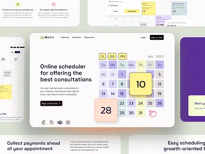 Web Design: Scheduling Automation api appointment automation clean communication design designer illustration landing page online booking product design productivity saas schedule software technology uiux web design webapp website