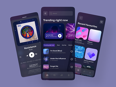 Music Player App app audio audio player design modern modern app music music player player playlist song ui