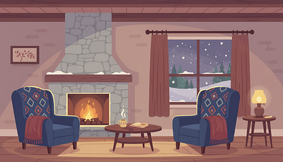 Enduring Trust: The Winter Hearth Connection adventure b2b clientengagement digitalart editorialdesign environment handdrawn illustration landscape illustration nature outdoor travel vector vector illustration vintageillustration wallpaper web
