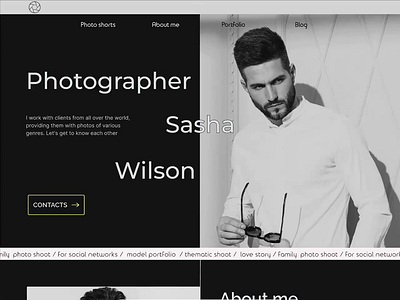 Main page for site for Photographer branding design main page photographer ui ux