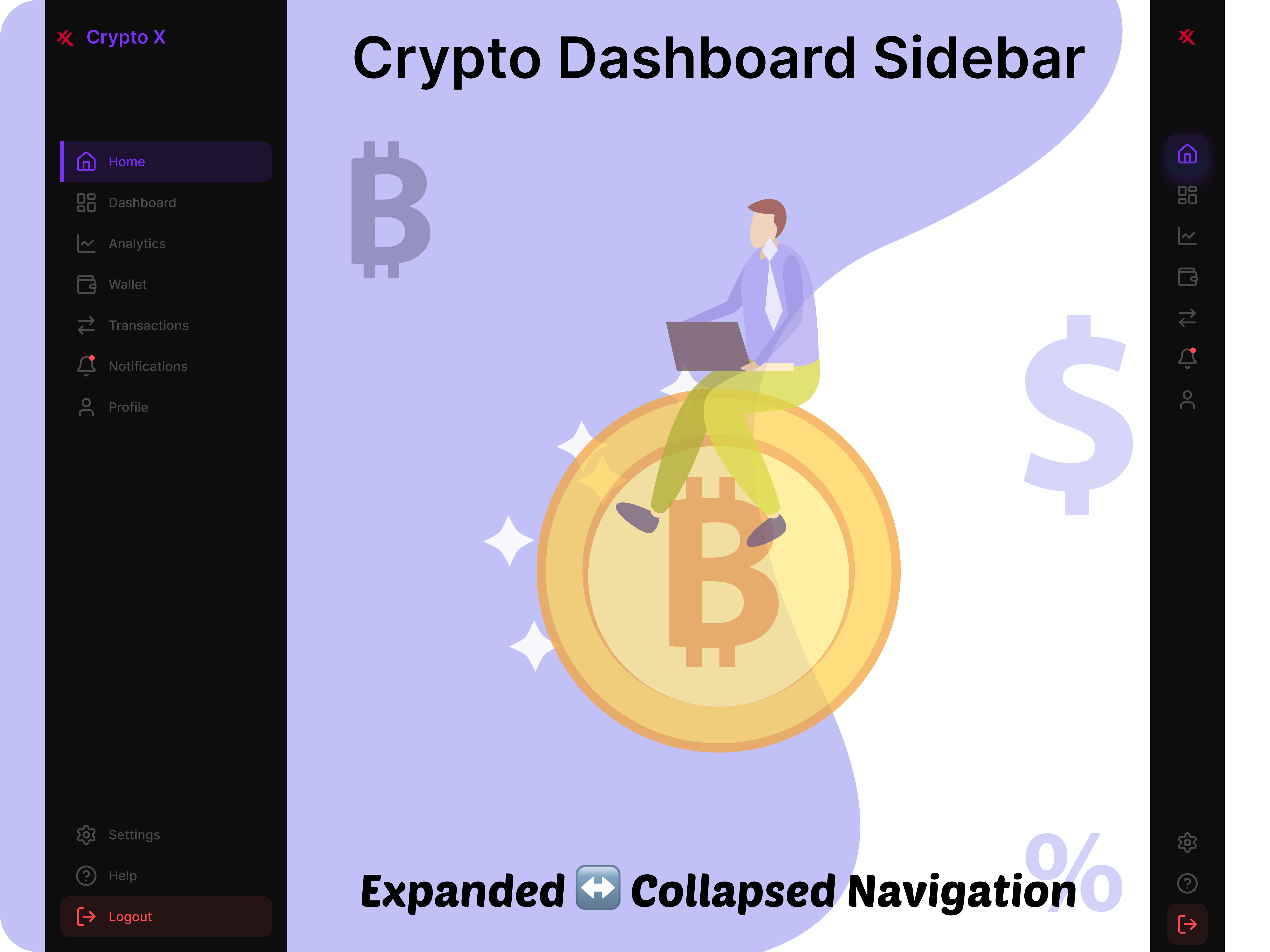 Crypto Dashboard Sidebar 2nabvab collabs crypto dashboard expand navbar sidenavbar ui