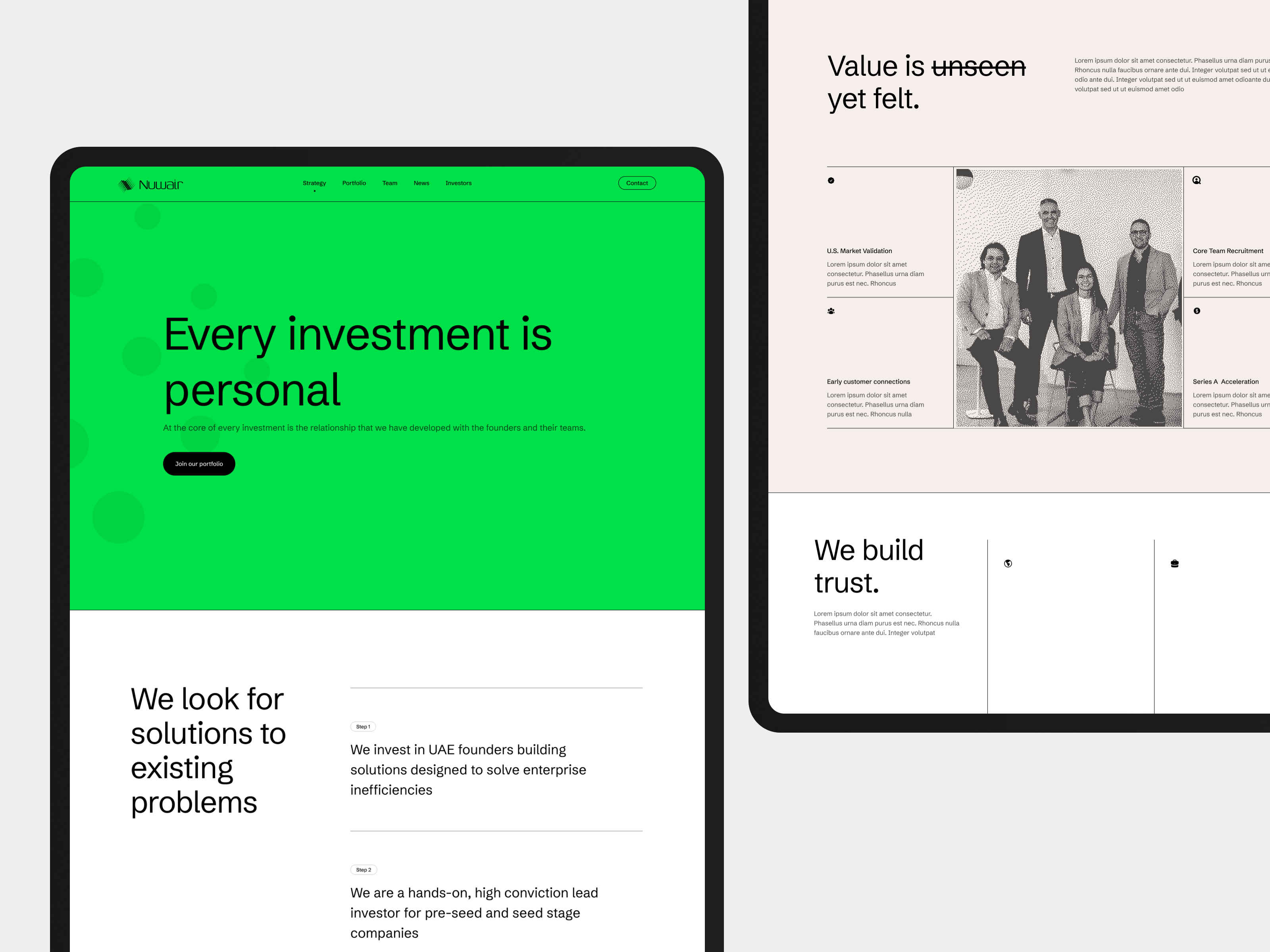 Strategy page - Nuwair website design product ui web website