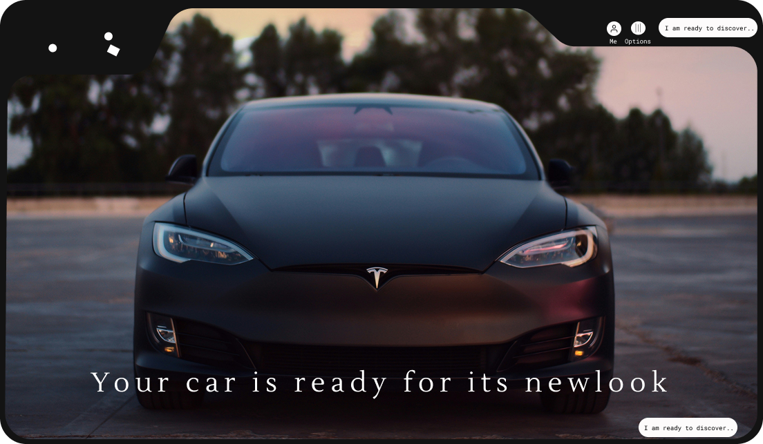 Landing webpage for car skin shop ui