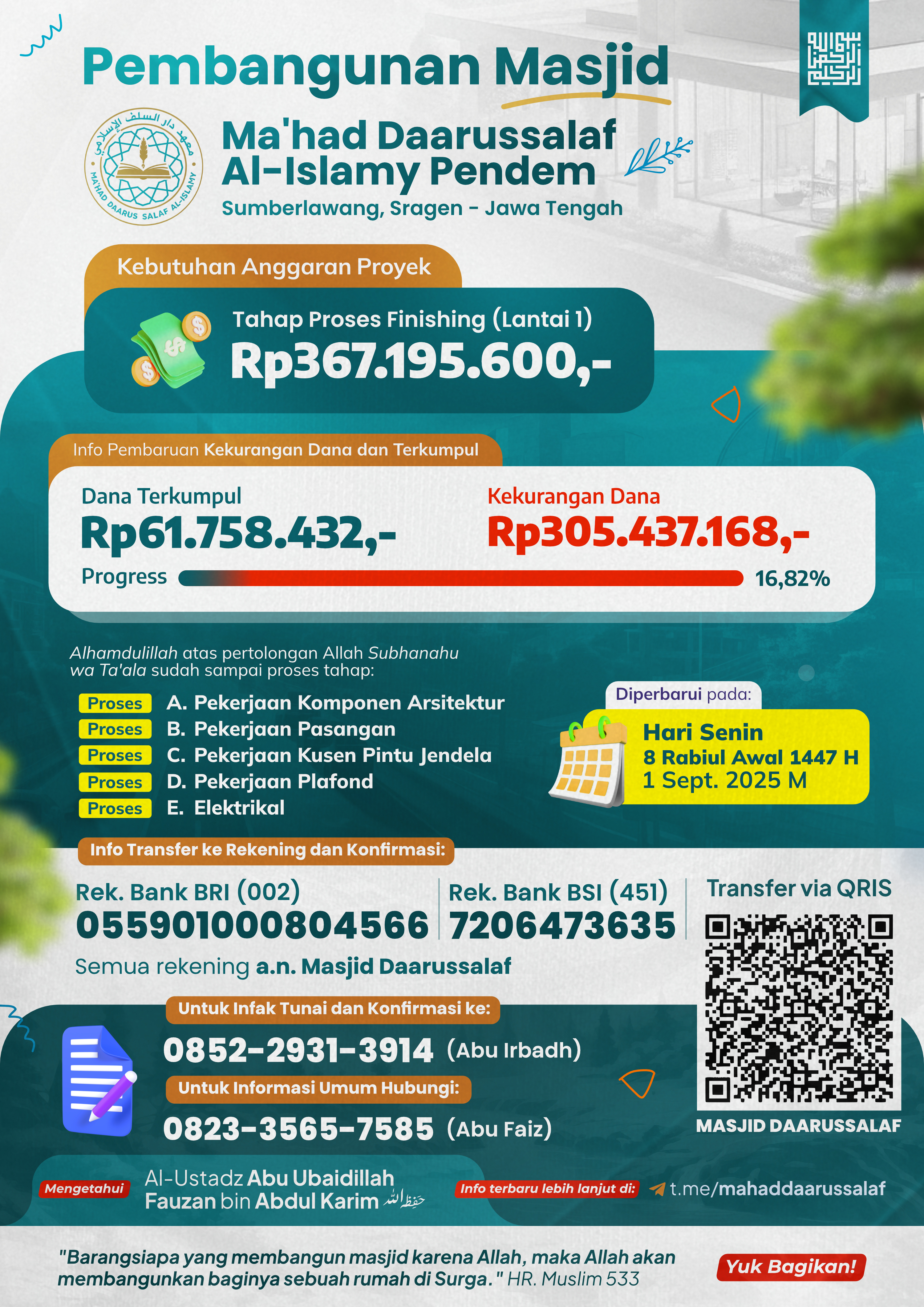 Infographic: Daarus Salaf Mosque Construction Donation – Sragen brand identity branding carousel design data visualization design inspiration feed design flyer design graphic design illustration infographic information design instagram design photoshop poster design social media design social media templates typography visual communication visual design visual identity