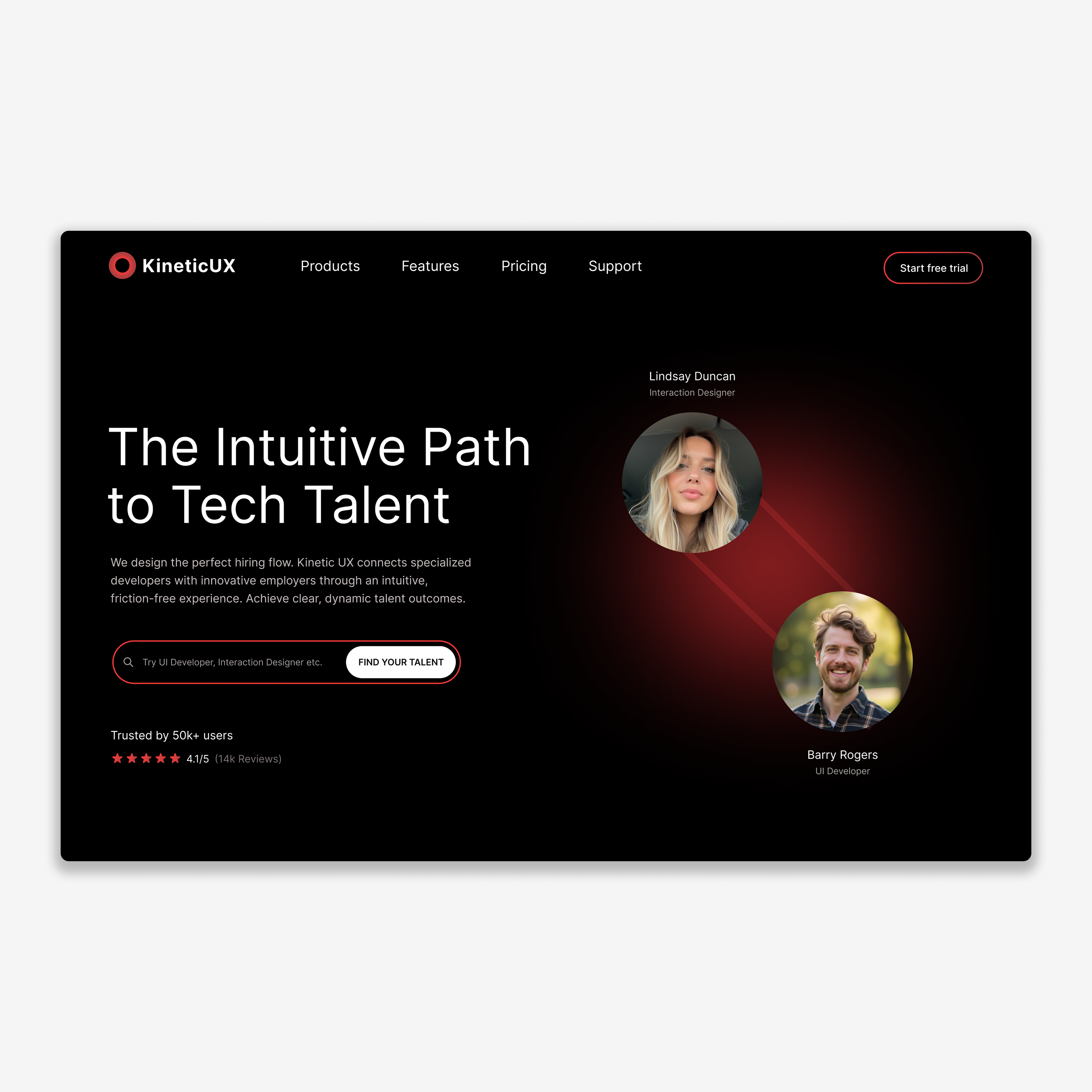 KineticUX - Dark Mode Hero Concept darkmode designconcept figma hero hightcontrast landingpage saas ui ux webdesign