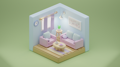 Isometric Livingroom 3D Model art