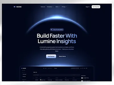 AI Task management SaaS Dark blue landing page ai project mangement ai task mangement branding clean clean dark landing page clean landing page dark blue graphic design landing page pemium design saas ui web design