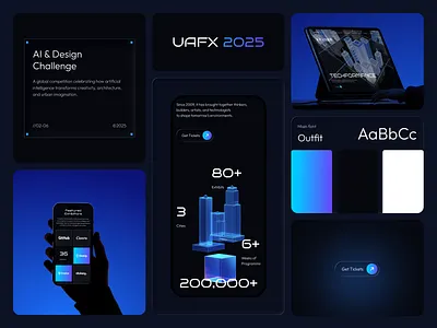 UAFX – Futuristic Conference Landing Page Template 3d components conference design system event figma futuristic landing page responsive design ui design web design