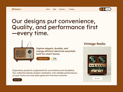 Radio's - Ecommerce Website Hero Section ecommerce herosection herosection ui landingpage uidesign