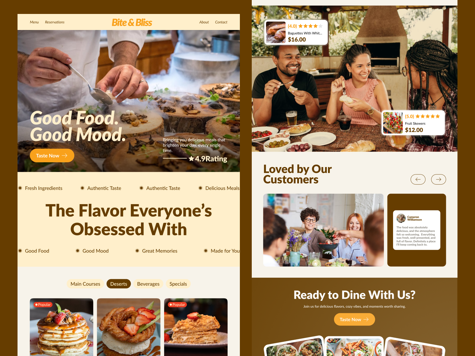 Restaurant Landing Page UI Design branding cafe clean dining food foodapp hospitality landingpage layout menu minimal modern restaurant typography ui ux webdesign website