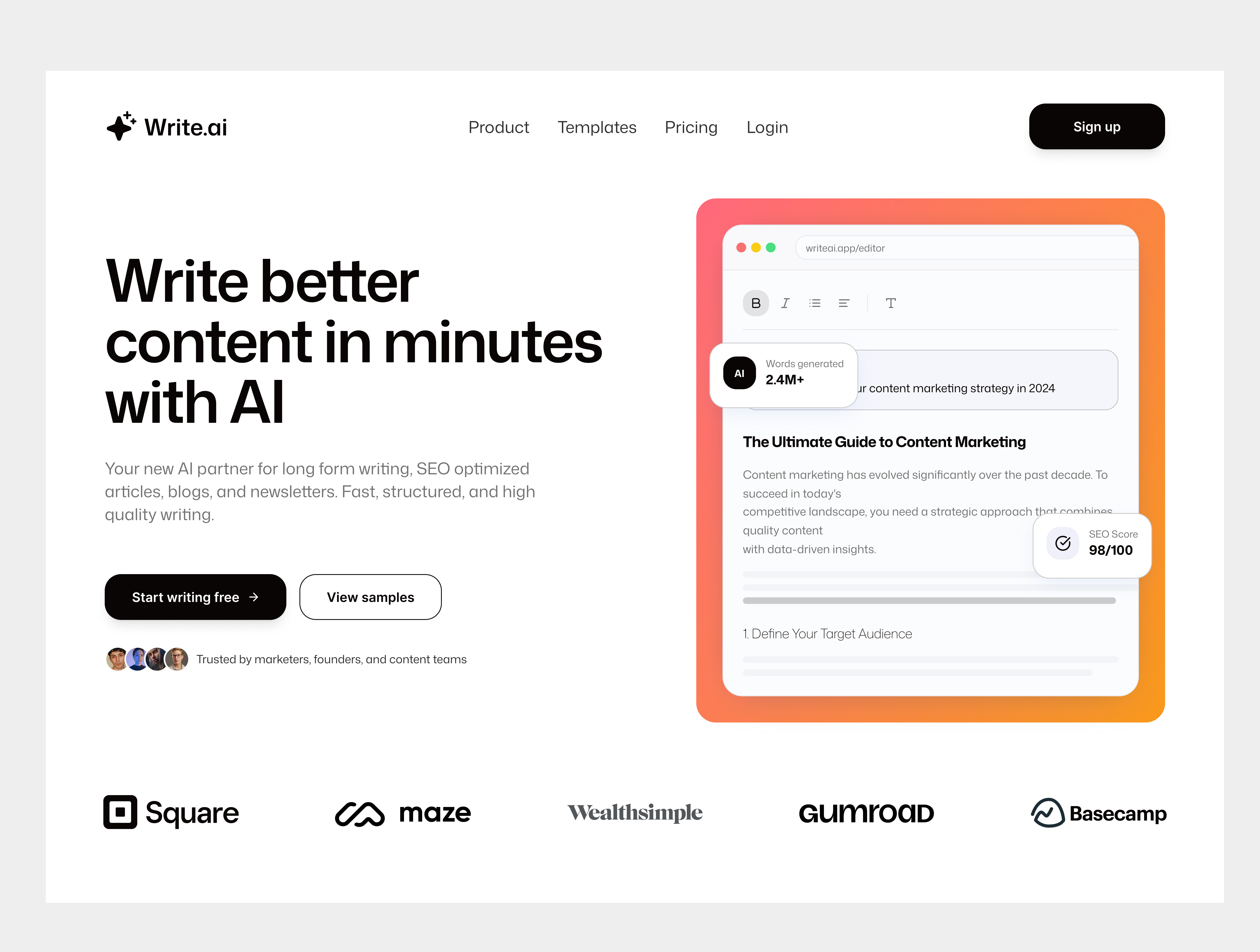 WriteAI ai dashboard design figma interface design product design saas ui web design website
