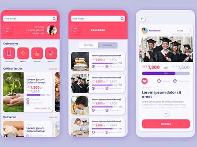 Charity App Design app branding graphic design
