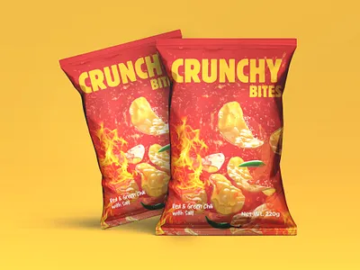 Chips Packaging Design bold branding chilli chips chips packaging crunchy food packaging food packaging design full wrap full wrap packaging graphic design label package packaging packaging concept packaging design packet pouch pouch design visual design
