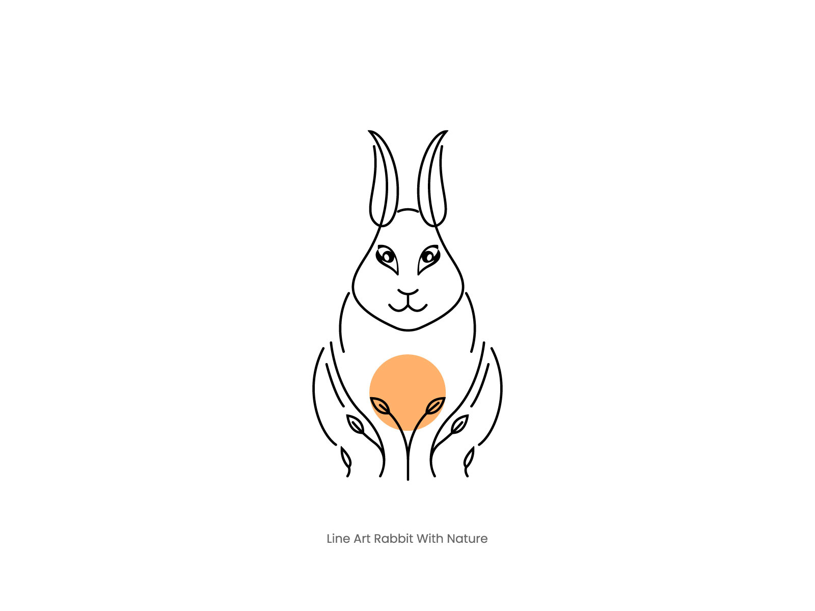 Minimalist Rabbit Logo: Line Art, Nature & Sun Accents apparel brandidentity branding bunny logo creative logo eco kids wear line art line art logo line art rabbit logo logo logodesign logotype modern logo nature organic pet care rabbit logo sun wellness