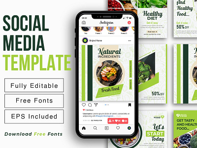 Instagram Post Design | Social Media Post | Herbal Food Post healthy food healthy food post herbal herbal post herbal post design post template inspiration