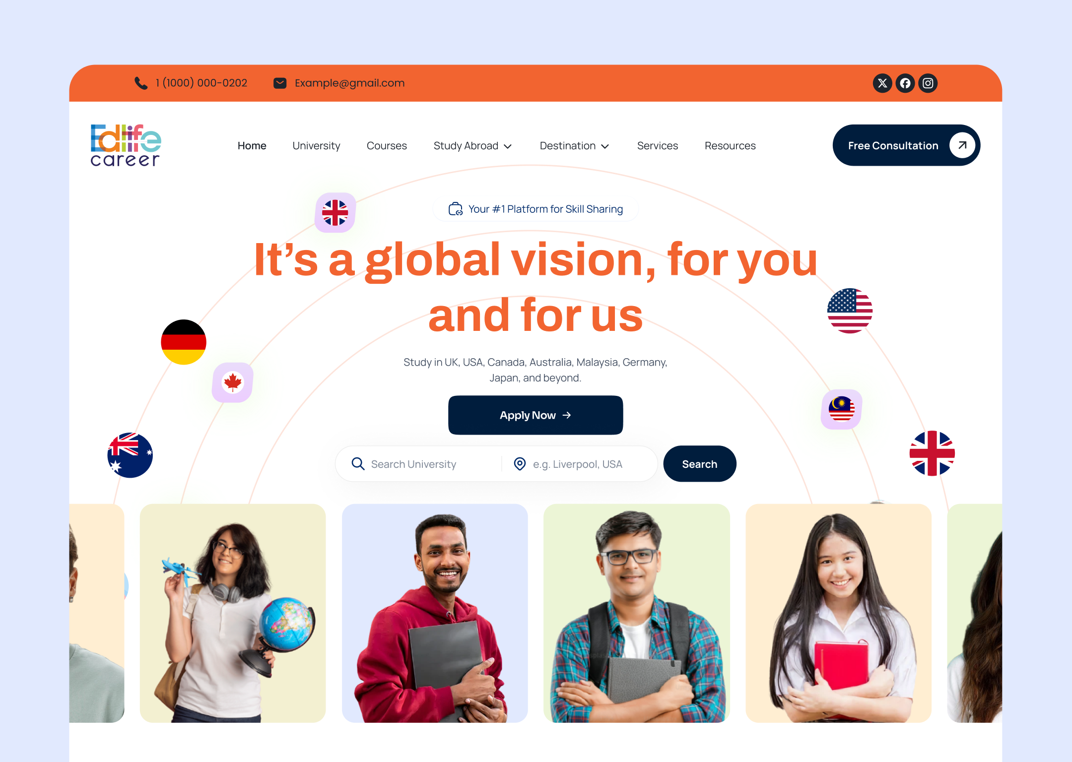 Edlife Career- Education Consultancy Website career consulting consultancy website consultant website consulting website education platform education website student guidance study abroad uiux