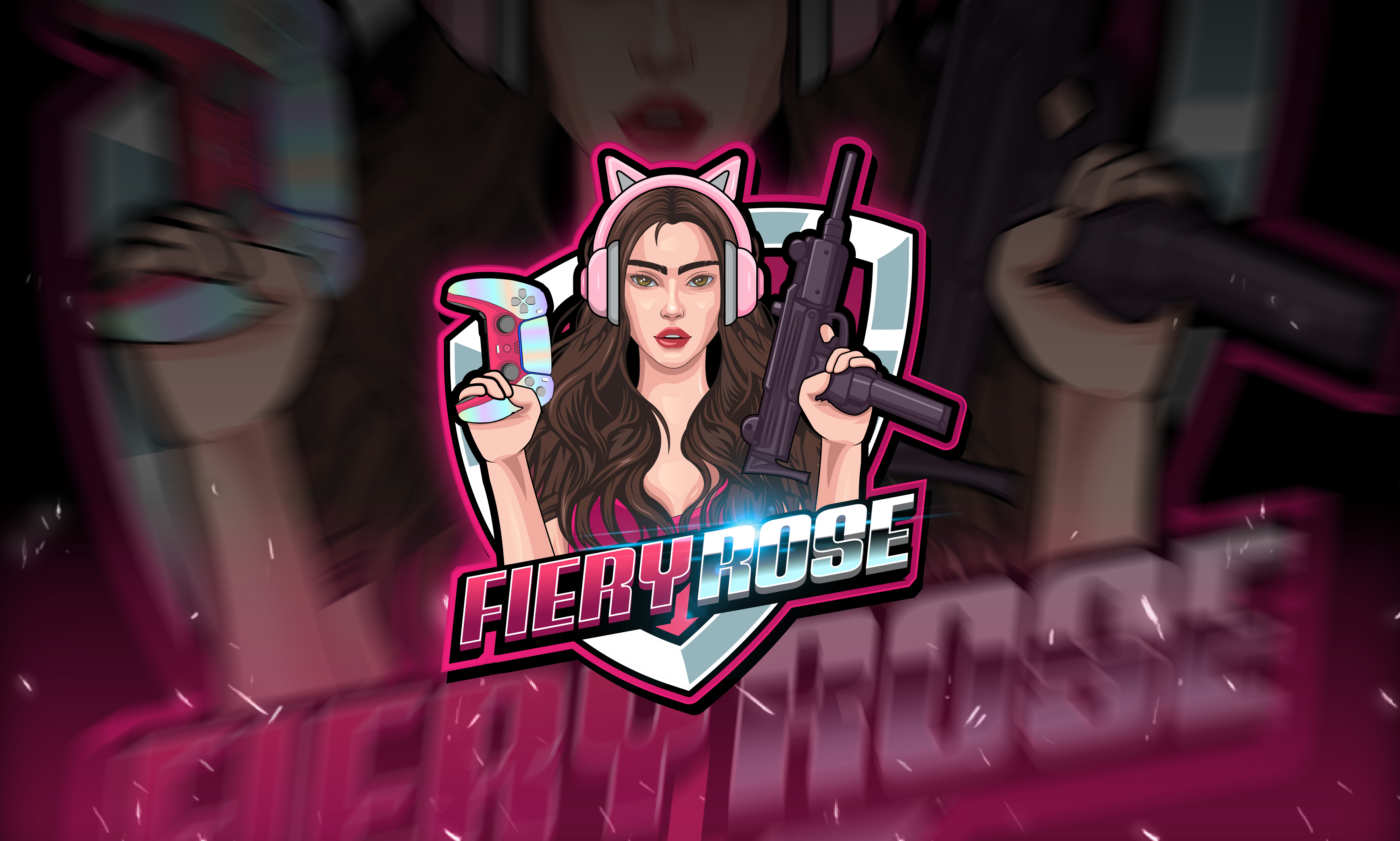 FIERY ROSE Esports Gaming Logo Design cartoon chractar design digitial art esports gaming logo graphic design logo logo design mascot
