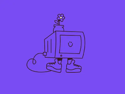 Retro computer 2d animation animation character design illustration