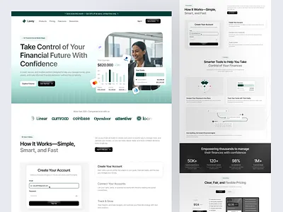 Finance SaaS Landing Page clean interface corporate design design finance platform finance saas financial dashboard fintech ui landing page modern fintech product design saas landing saas website startup website ui ui kit ux web design website