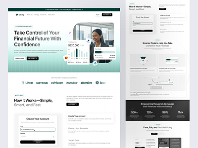 Finance SaaS Landing Page clean interface corporate design design finance platform finance saas financial dashboard fintech ui landing page modern fintech product design saas landing saas website startup website ui ui kit ux web design website