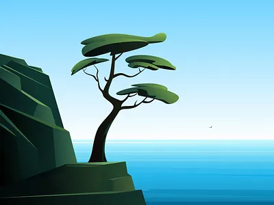 Alone art illustration bird blue cloud design digital digital illustration draw green illustration mountain mountain top nature painting sea seaside sky tree vector vector illustration