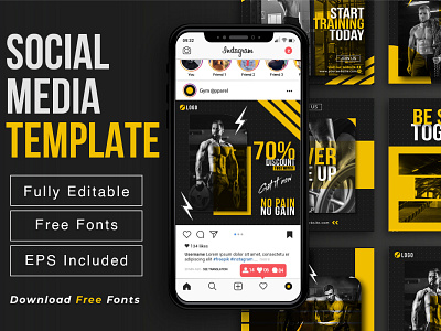 Gym Post | Fitness Post fitness fitness post fitness post design gym gym post gym post design social media template