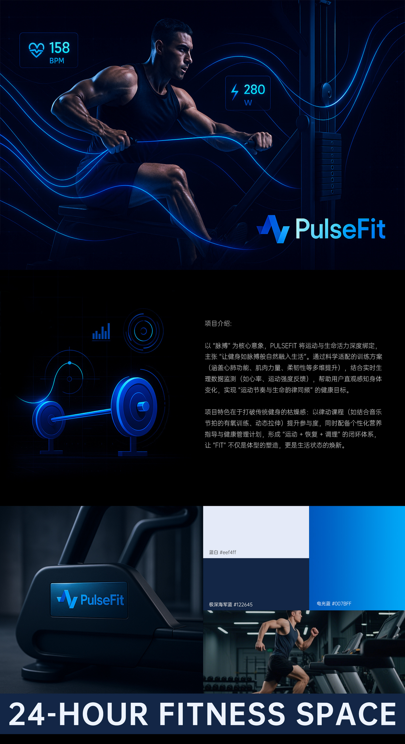 PulseFit 丨 Sports and fitness brand design ai created works ai creation ai design brand customization brand full case design exercise fitness brand fitness design poster design vi design visual design