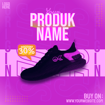 Feed sneakers design with abstract theme abstract futuristic purple social media