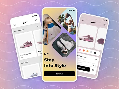 iOS Mobile App animation app clicable prototype design figma interface ios iphone mobile nike sneakers ui