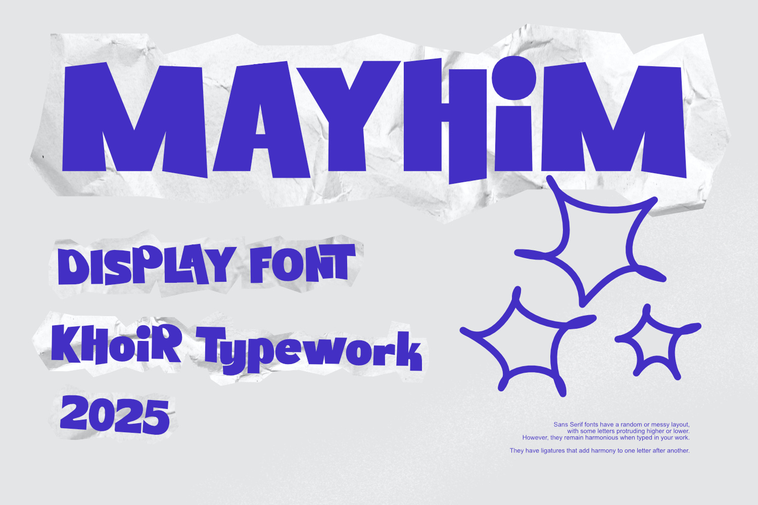 Mayhim - Display Messy Font branding design display font experimental font fun graphic design logo logotype messy new font playful quirky sans summer typography unique urban